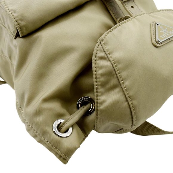 PRADA  Double Front Pocket Re-Nylon Backpack Bag Beige main image 6